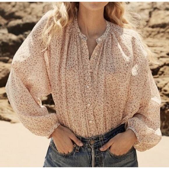 DOEN Jane Blouse in Rose Pink Spring Baby Kate Floral Print S Rare - Picture 1 of 11